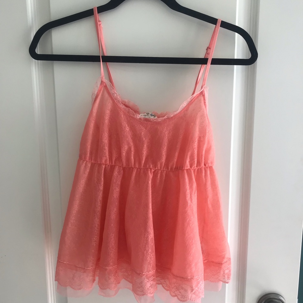 Free People Peach Lace Top